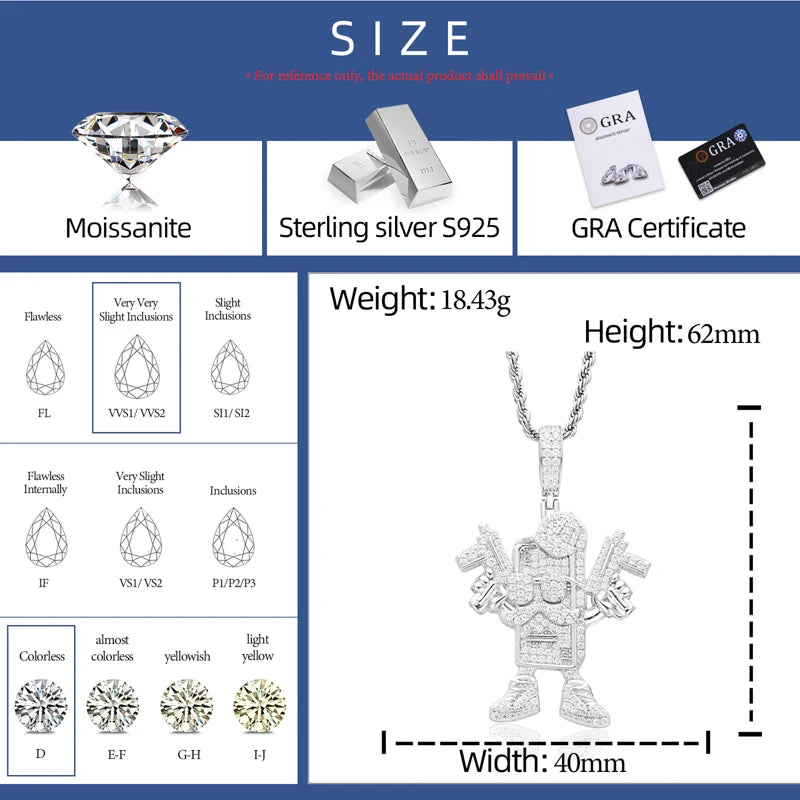 Protect The Paper | Iced Blinged Out Moissanite Diamond 925 Solid Hip Hop Pendant