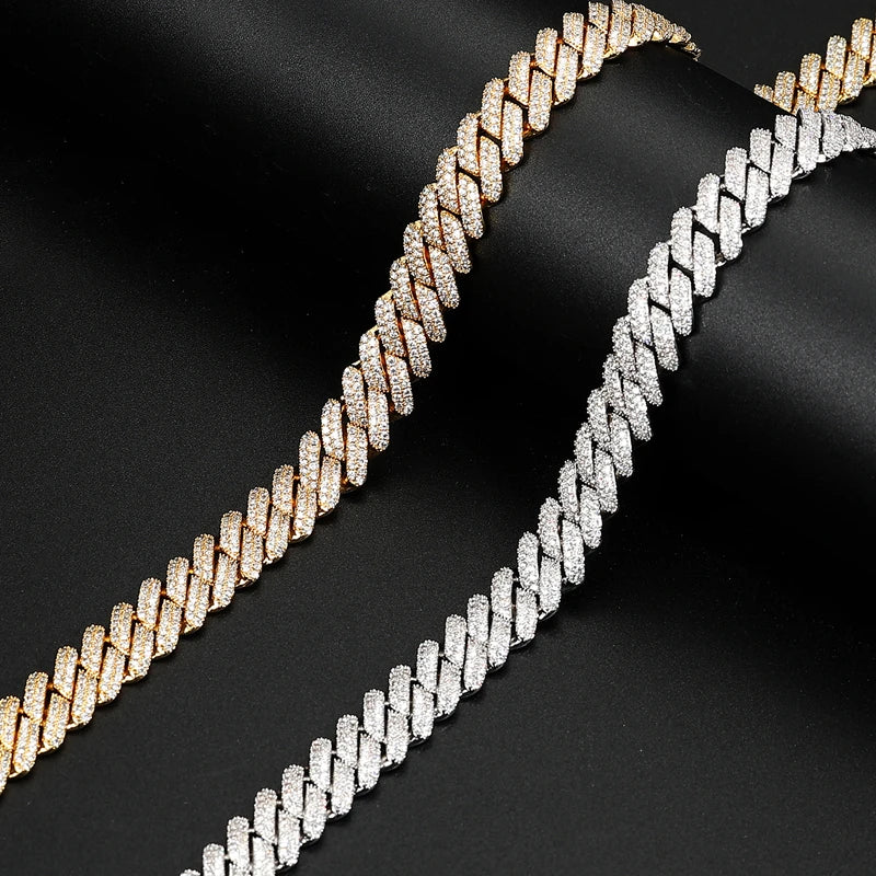 14mm Boss Baller Iced Blinged Out Close Cut Miami Curb Cuban Link Chain Necklace