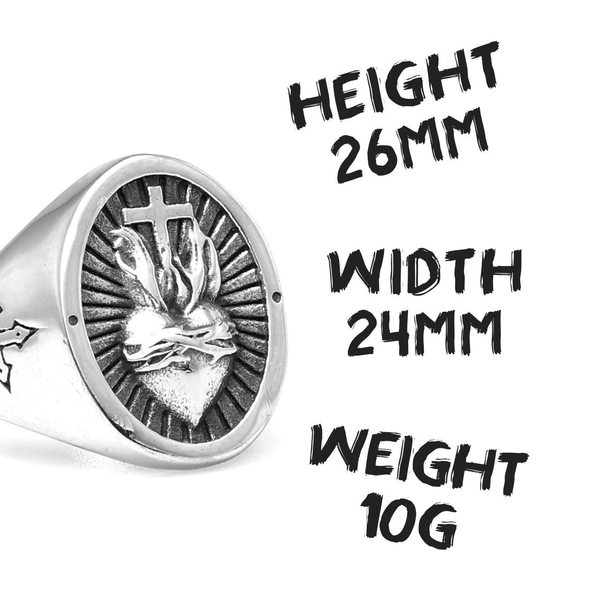 Heart of God | Stainless Steel Spiritual Cross Love Fire Street Wear Ring