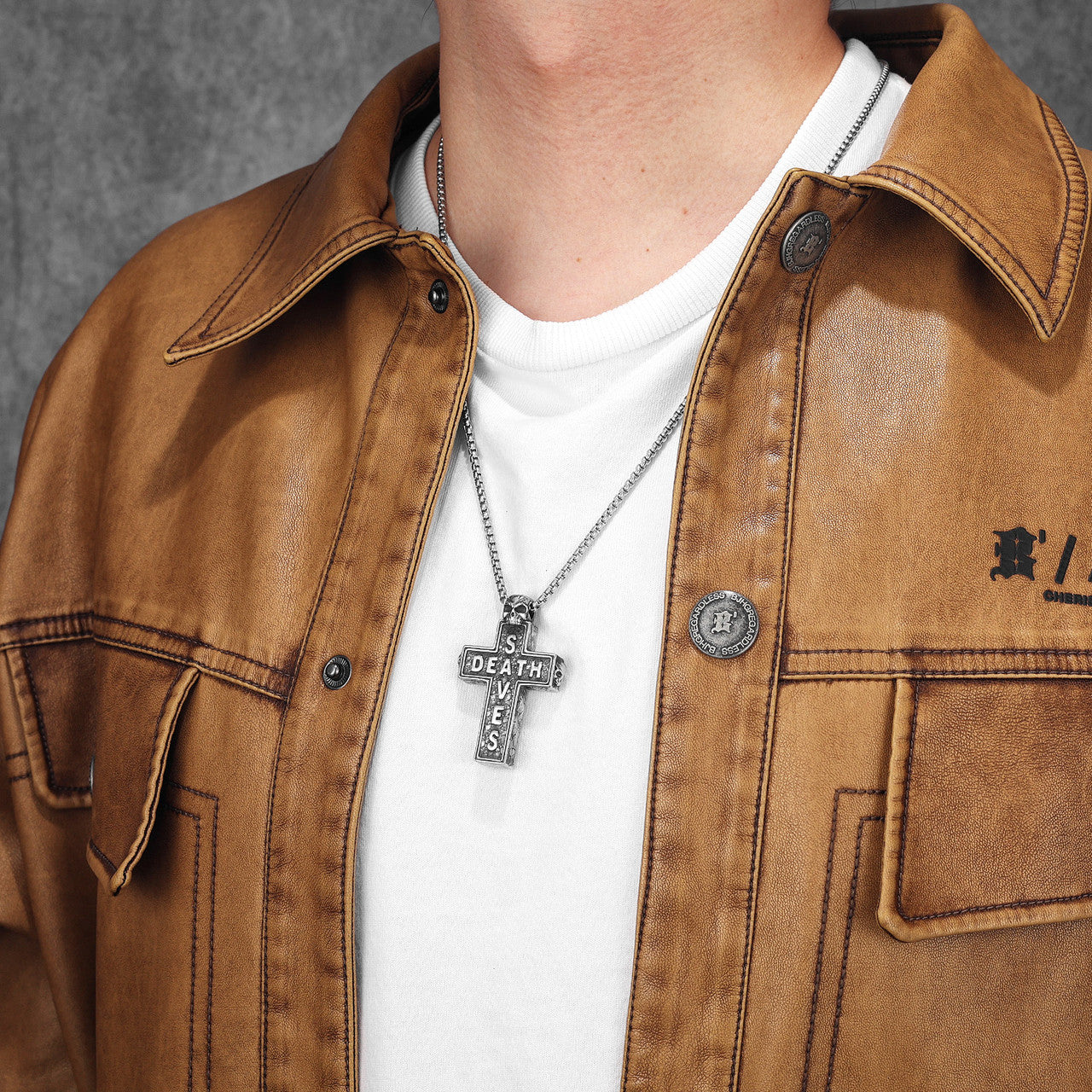 Death Saves | 316L No Fade Stainless Steel Street Wear Hip Hop Skull Cross Pendant Chain