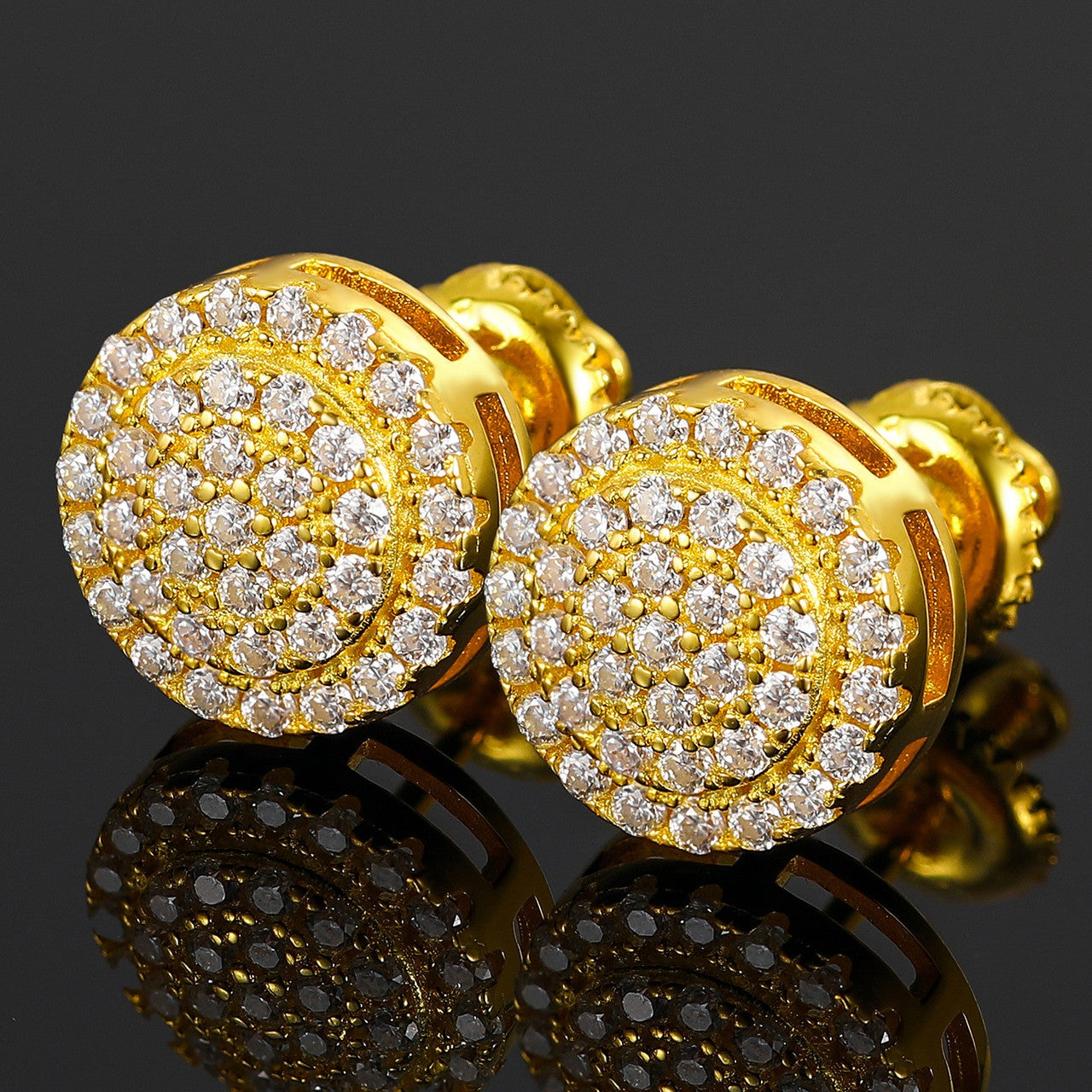 Genuine VVS Diamond Solid Sterling Silver Ice Cluster Hip Hop Earrings