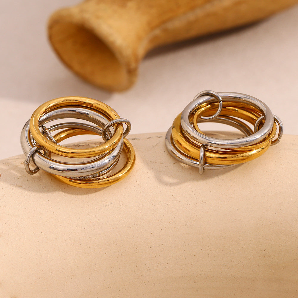 18k Gold Stainless Steel Three/Four Layers CZ Waterproof Rings