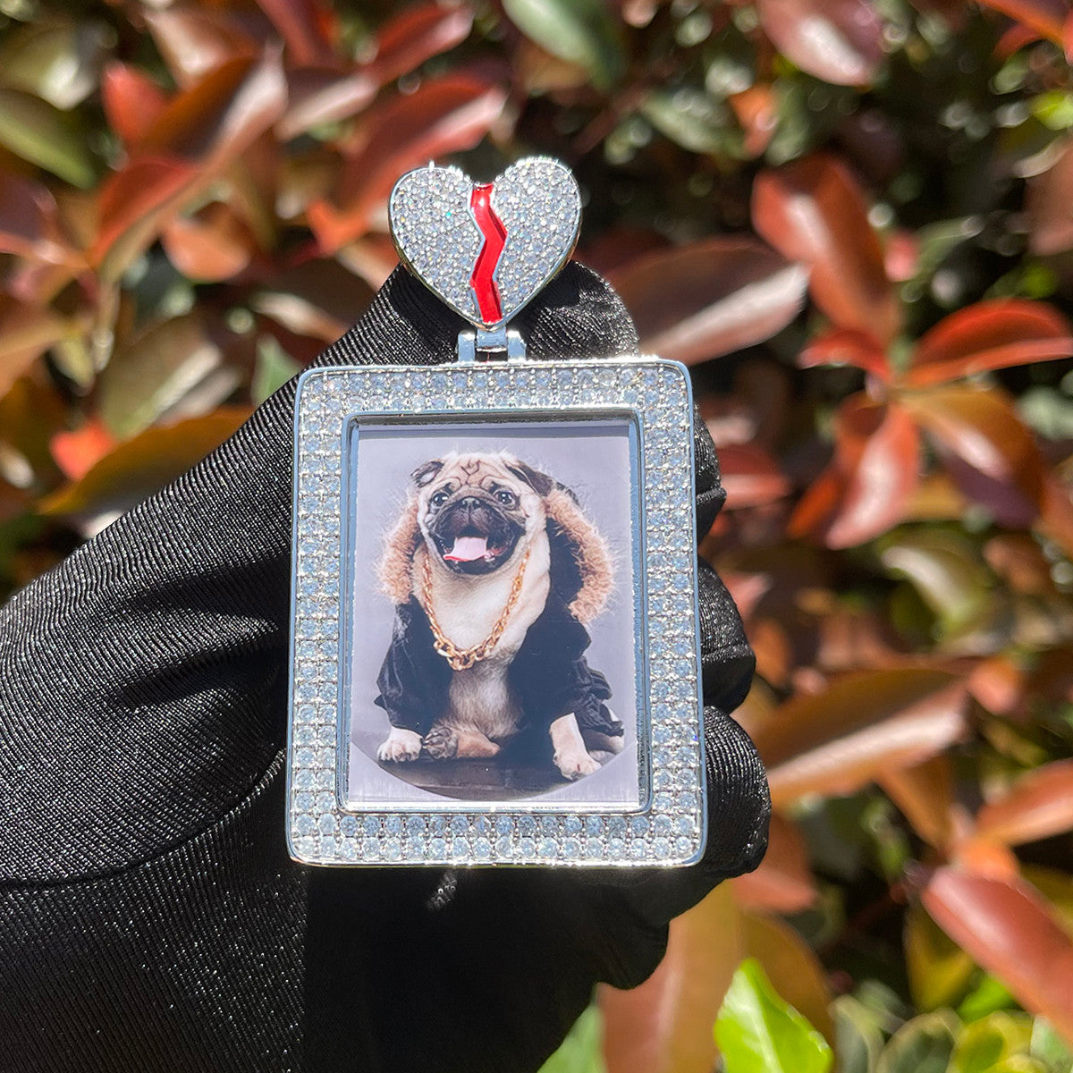 Cherished Moment | Broken Heart Bail Iced Custom Photo Picture Pendant