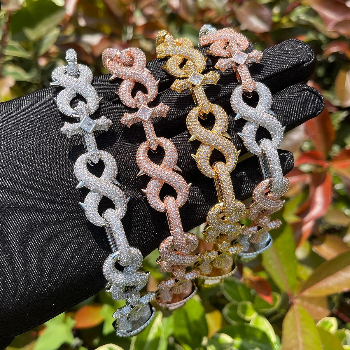 Infinity Spike II | Mens Cross Center Stone VVS Diamond CZ Hip Hop Chain Bracelets