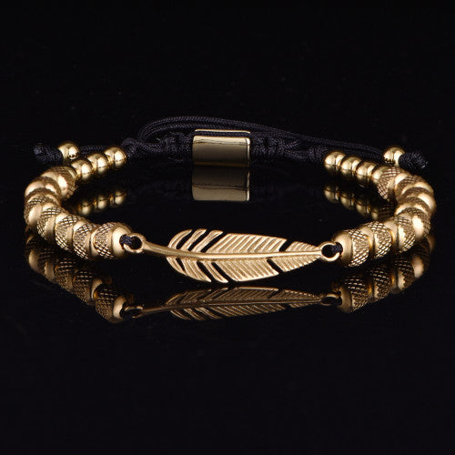 Royal Wisdom | 316L Stainless Steel Bead Link Eagles Feather Bracelet