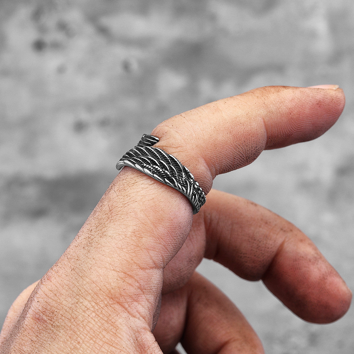 316L No Fade Stainless Steel Street Wear Casual Angel Wings Rings