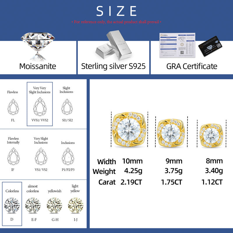 Windmill | Iced Blinged Out Moissanite Diamond Sterling Silver Halo Stud Earrings