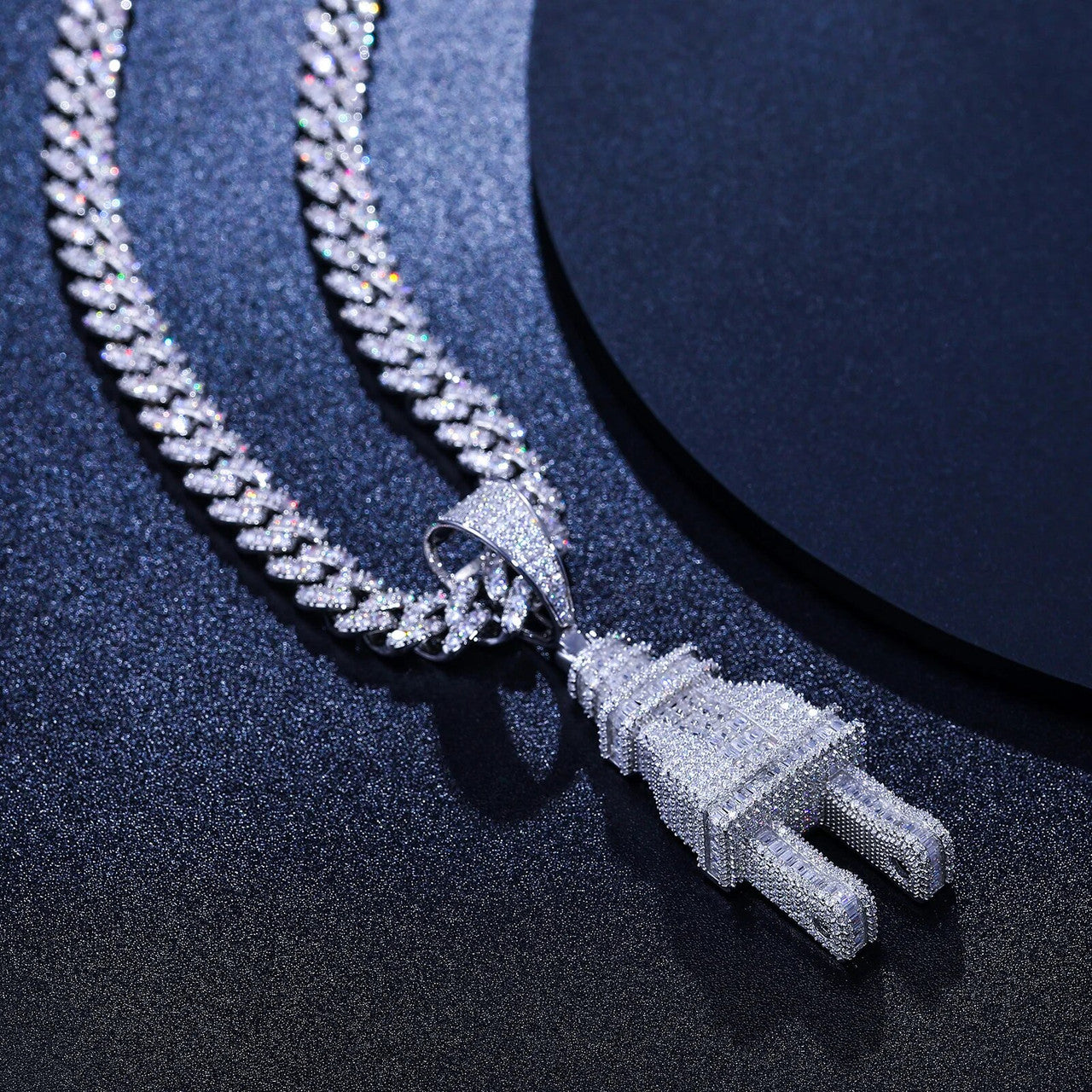 The Plug | Baguette Iced Blinged Out Moissanite Diamond Solid Silver Power Plug Pendant