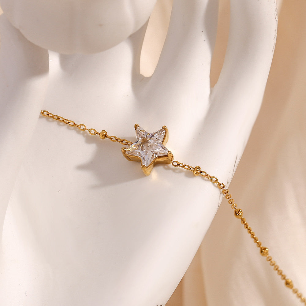 Waterproof Dainty Enamel Flower 18k Gold Stainless Steel Charm Bracelets