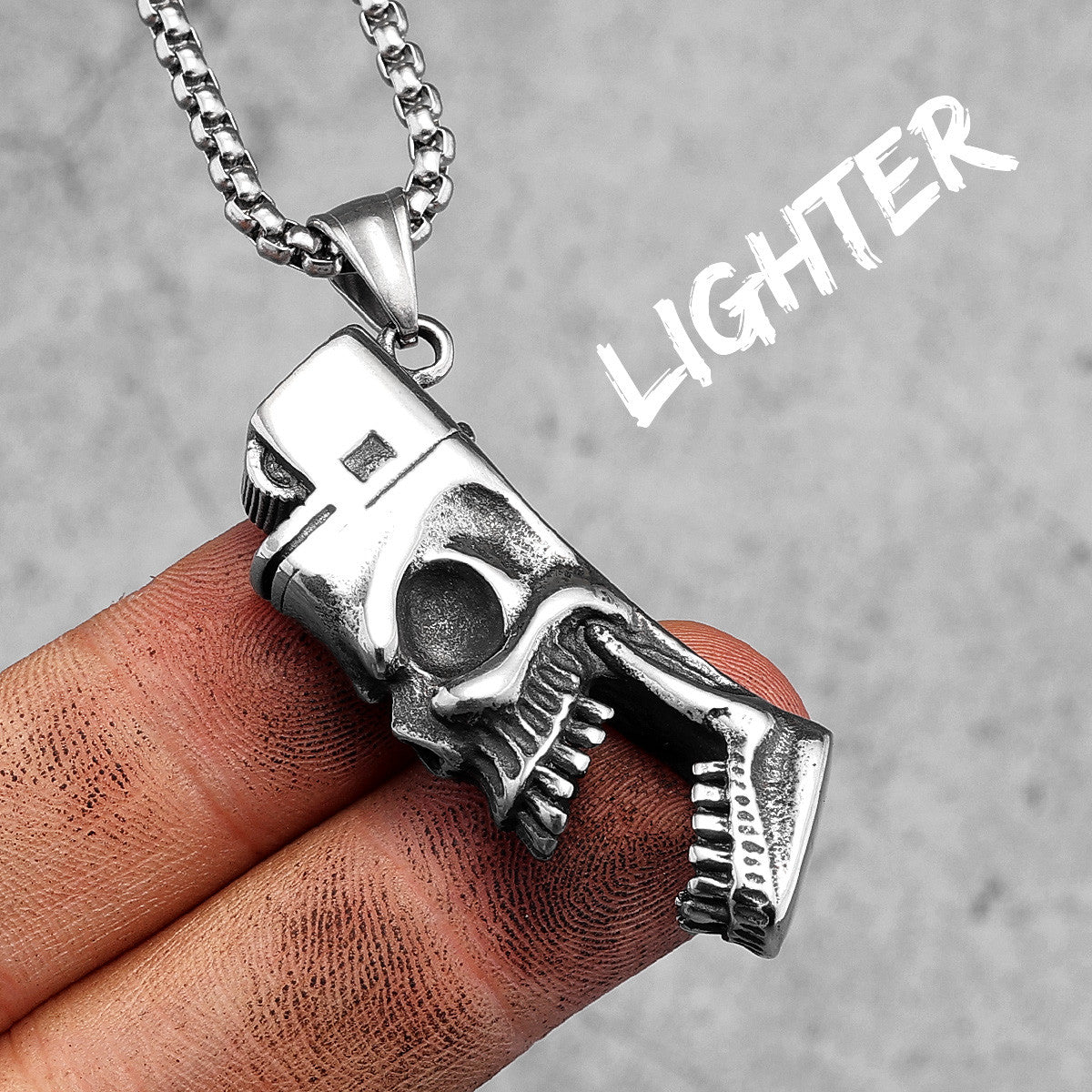 Skull Lighter Skull Smokes | No Fade Solid Stainless Steel Hip Hop Pendant