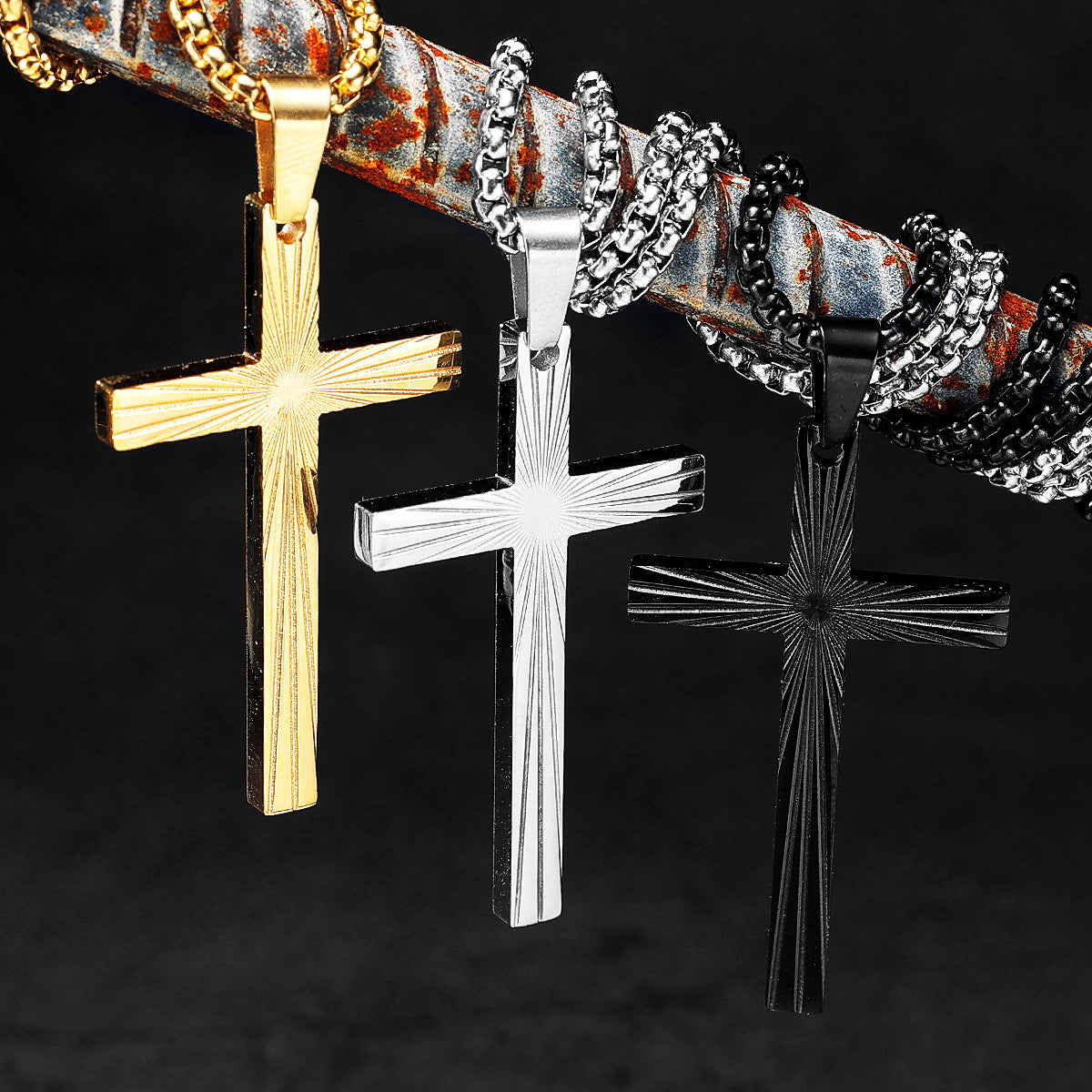 Focus Cross | Solid No Fade Stainless Steel Shining Light Cross Pendant