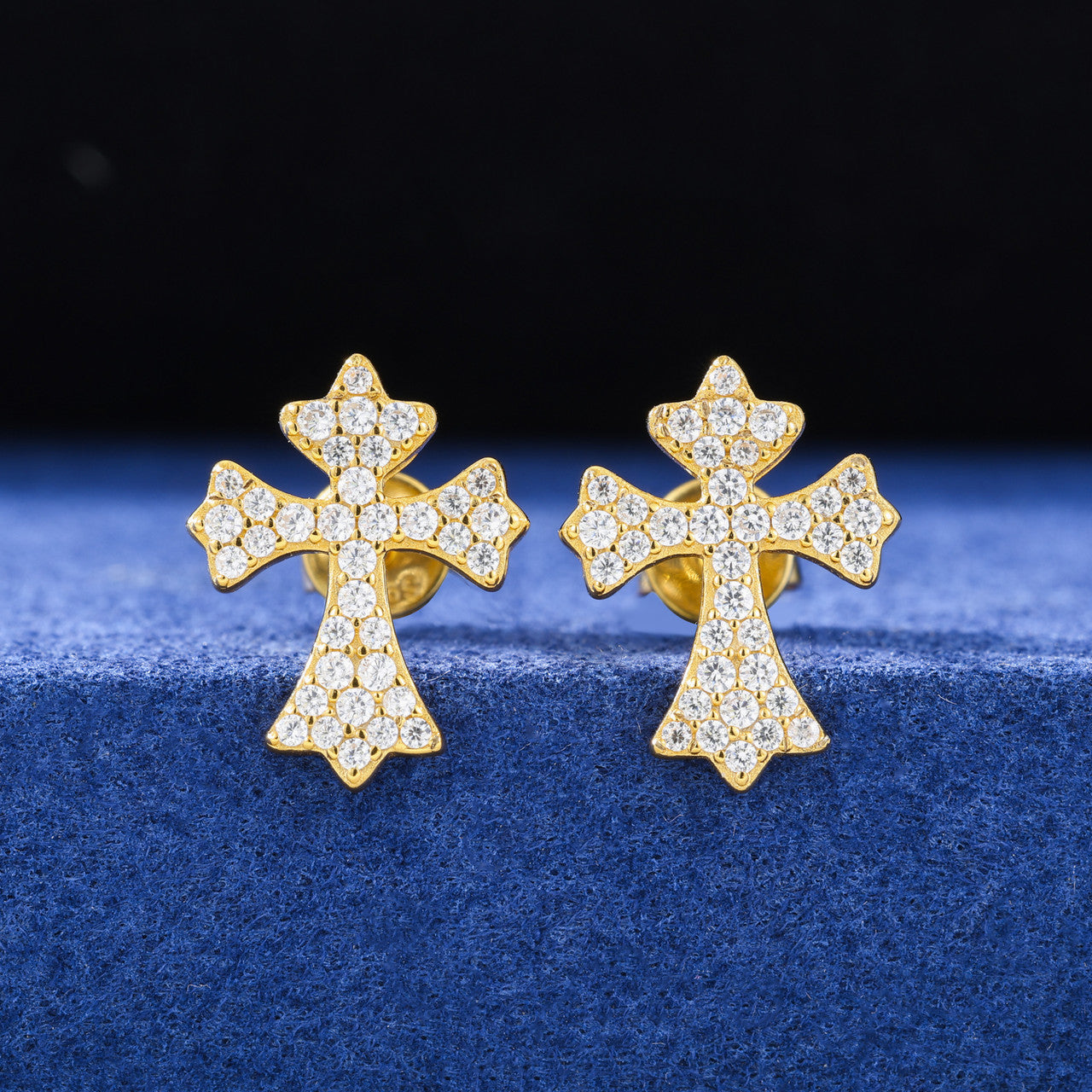 Mens Solid 925 Sterling Silver Moissanite Diamond Arrow Cross Stud Hip Hop Earrings