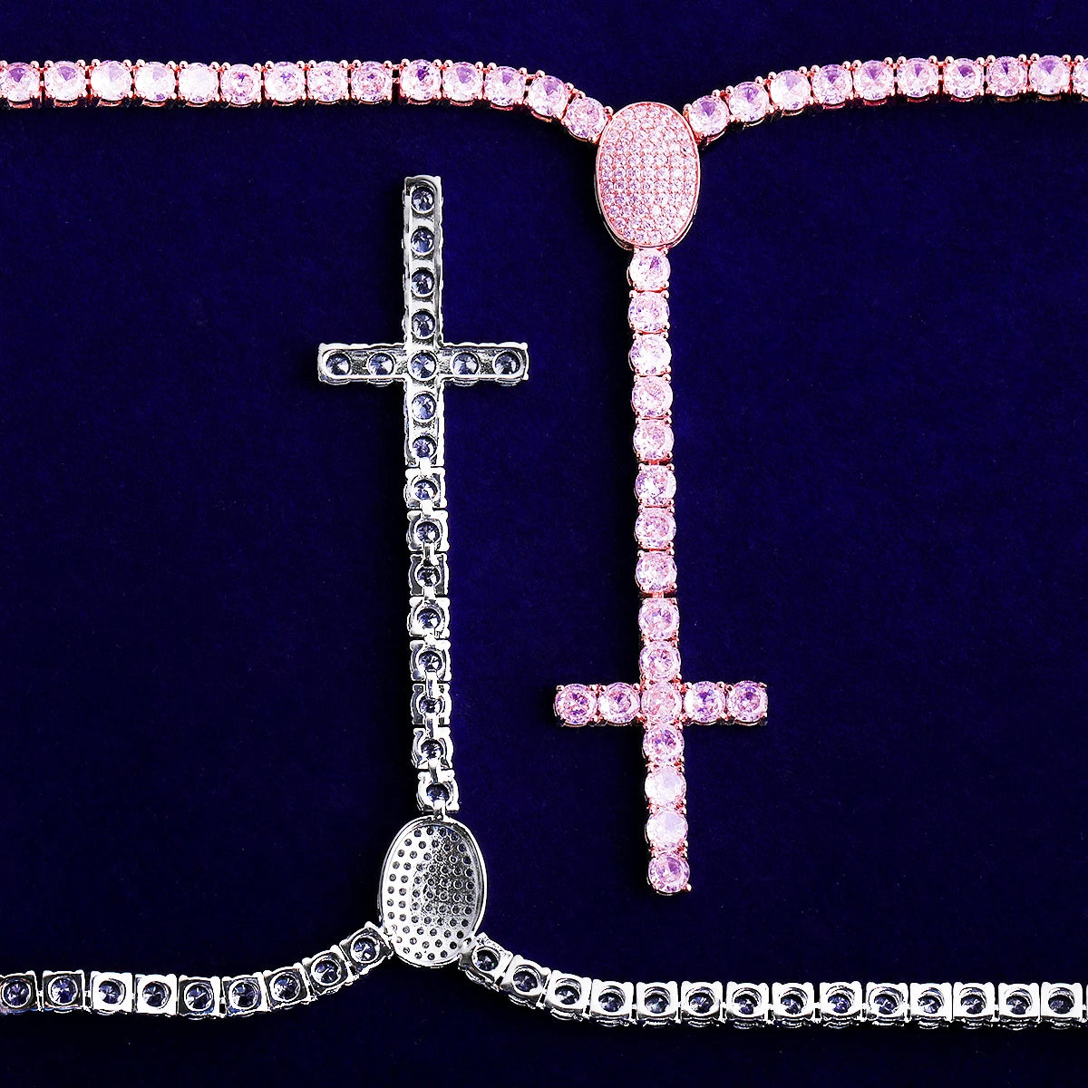 Drip Cross | VVS Diamond CZ Rosary Style 5AA+ Luxury Hip Hop Tennis Chain Necklace