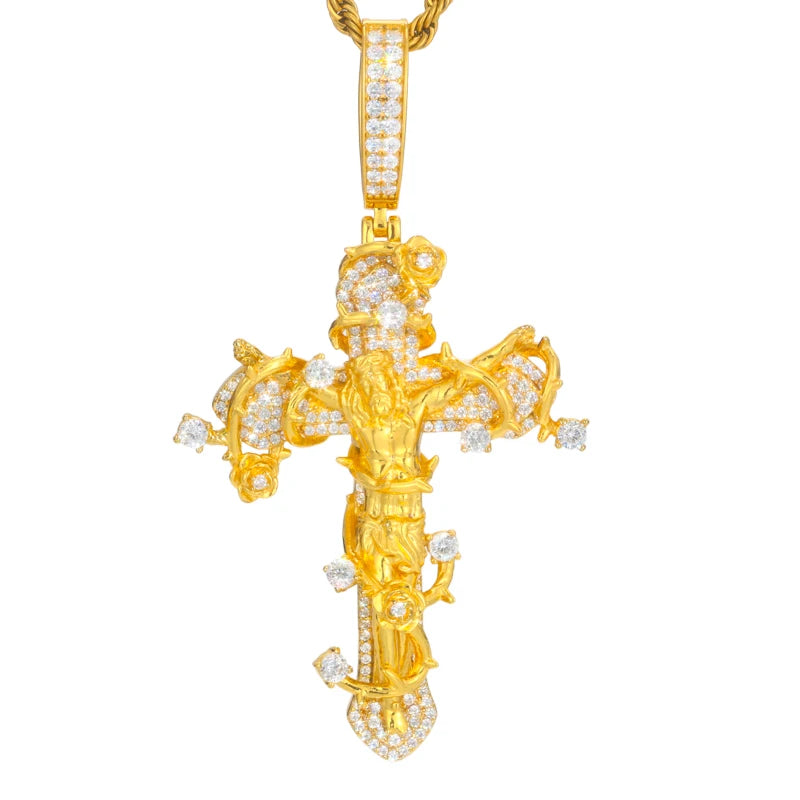 Thorns of Salvation | Original Design Iced Blinged Out 925 Moissanite Diamond Cross