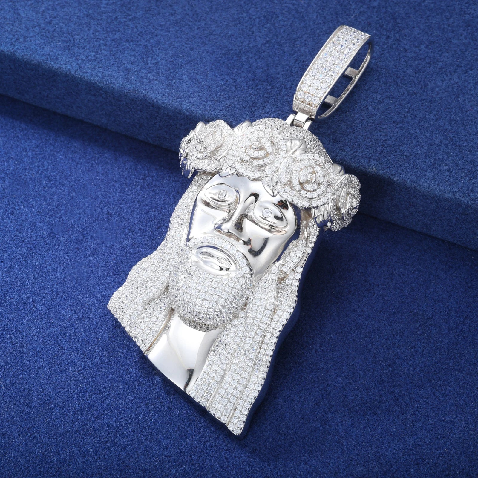 Prince Of Peace | Solid Sterling Silver Moissanite Diamond Jesus Hip Hop Pendant Chain