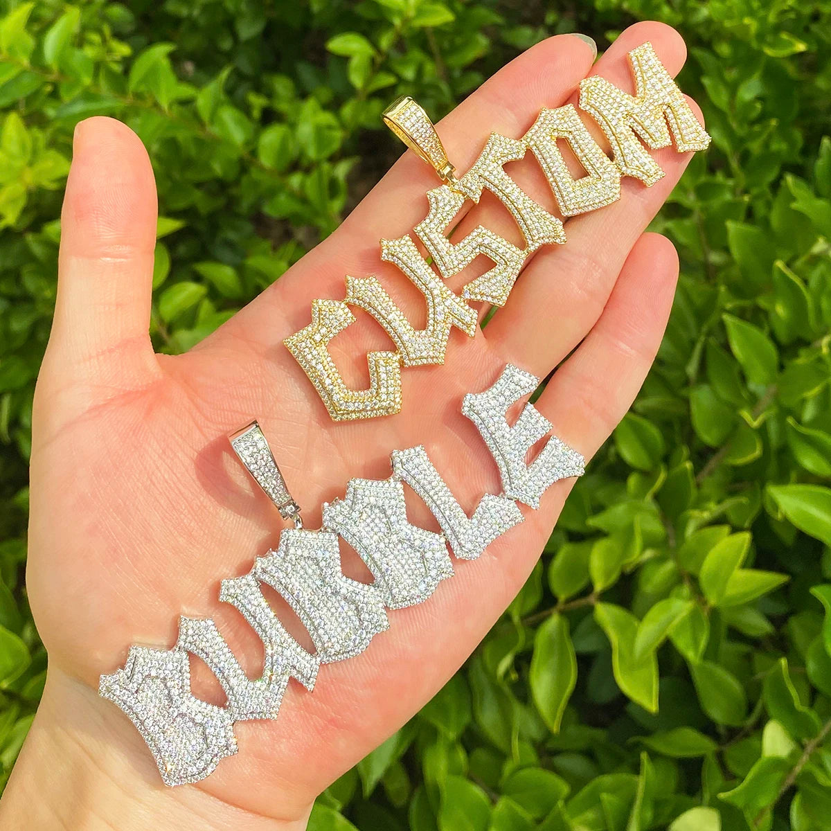 Perfect Font | Iced Blinged Out Prong Set VVS Diamond CZ Hip Hop Custom Name Pendant