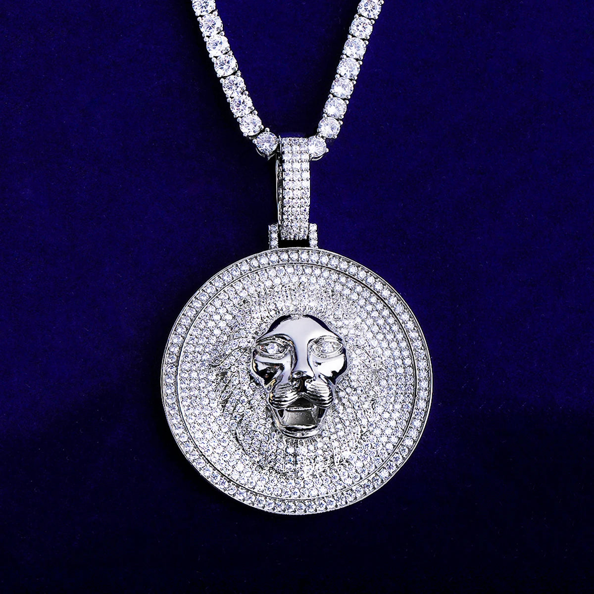 Mighty Lion | Iced Blinged Out 24k 925 Silver Rose Gold Roaring Lion Pendant