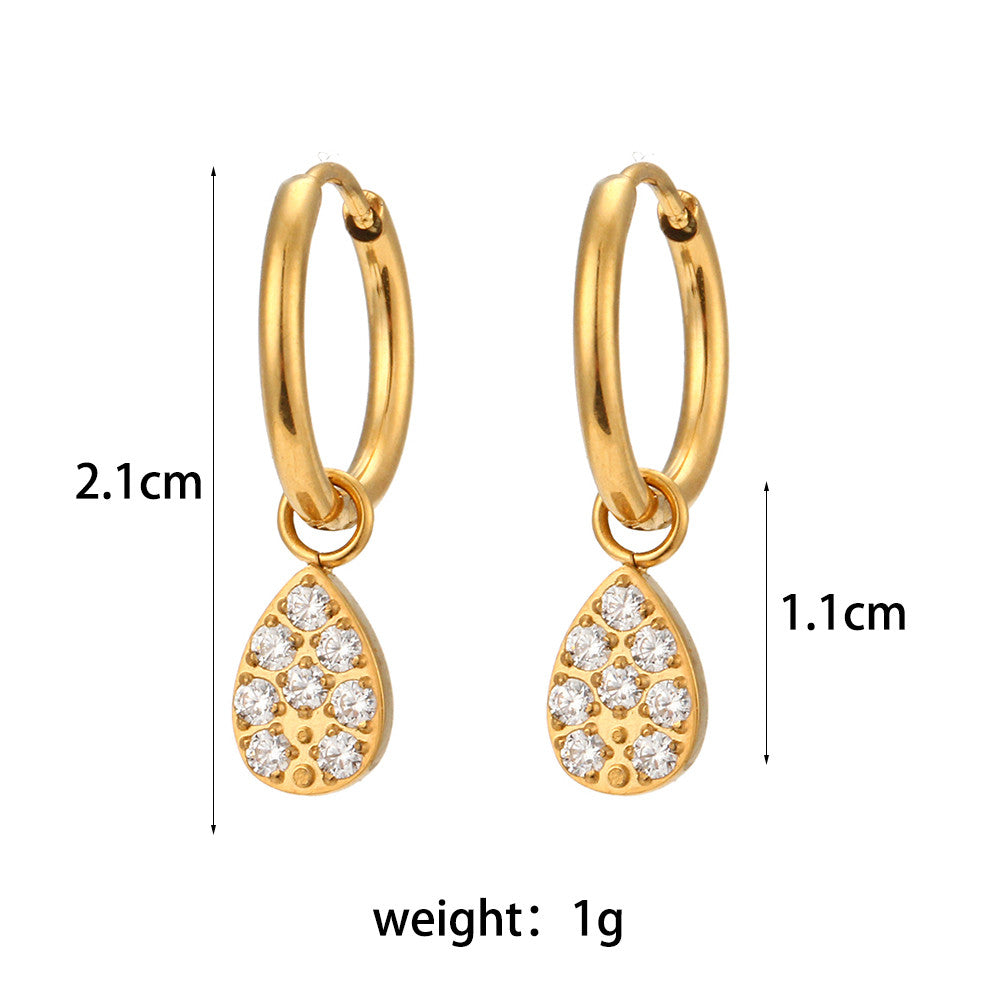 18k Gold Stainless Steel Waterproof Bling CZ Charm Cross Heart Butterfly Star Earrings