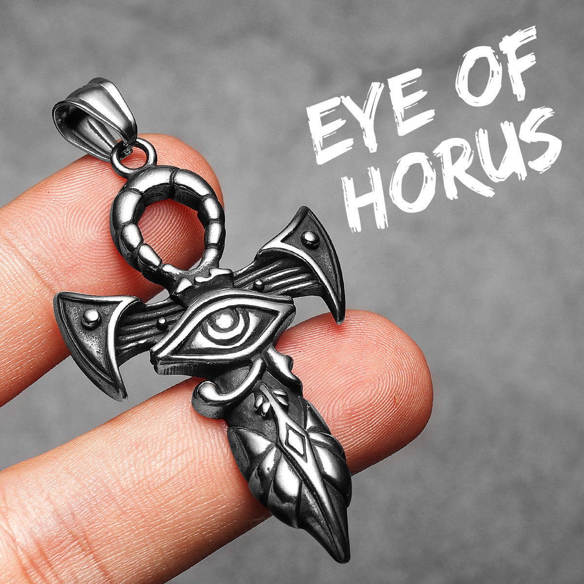 Eye of Horus | 14k Gold Black over No Fade Stainless Steel Ankh Cross Hip Hop Pendant