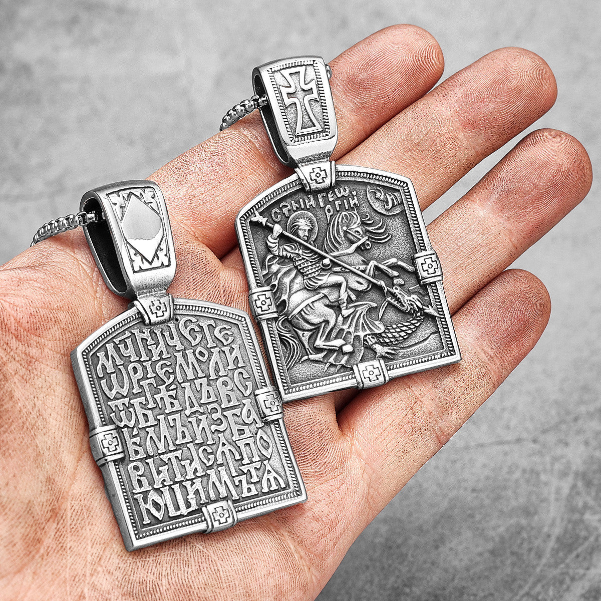 St George Slaying The Dragon | 316L No Fade Stainless Steel Christian Renaissance Era Pendant