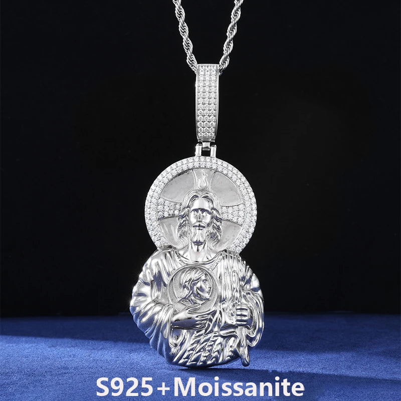 The Son | Moissanite Diamond Radiant Sun Jesus Head Solid 925 Silver Hip Hop Pendant