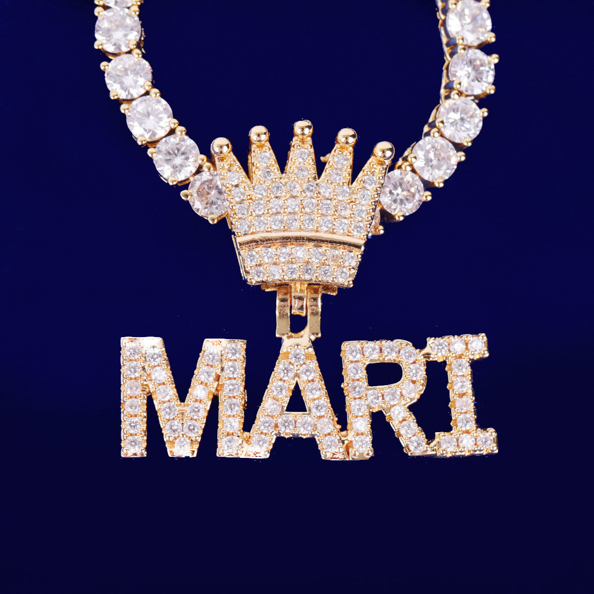 The Queen | Classic Queen's Crown Custom 4 Prong Set VVS Diamond CZ Necklace