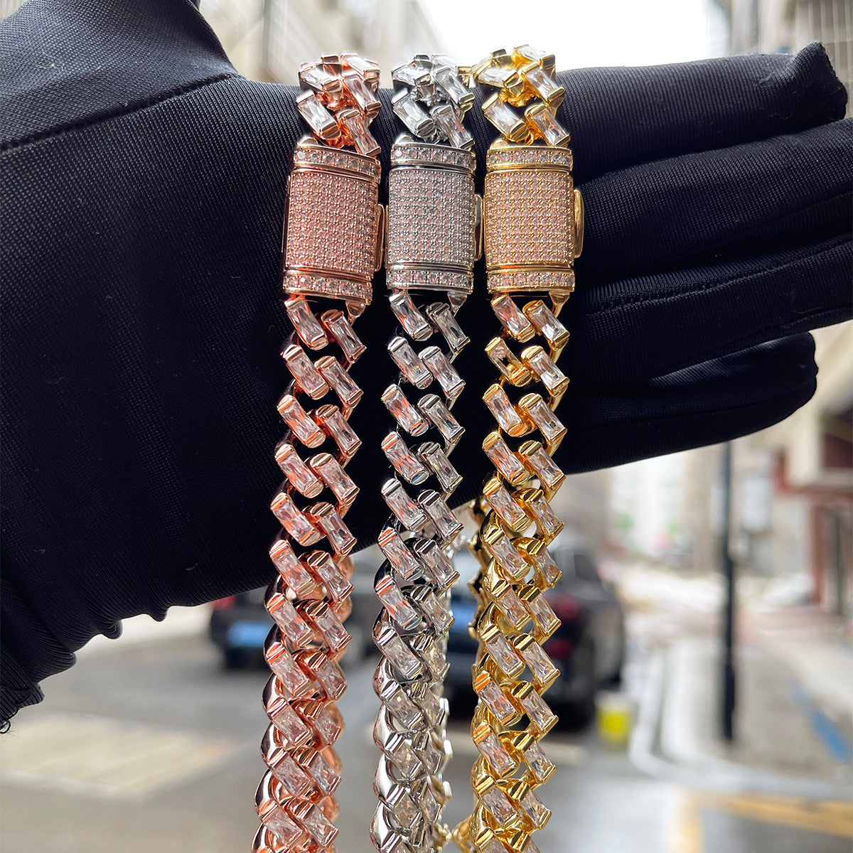 Arctic Cuban | Ice Cold All Baguette Gold Silver Rose Prong Set Hip Hop Chain