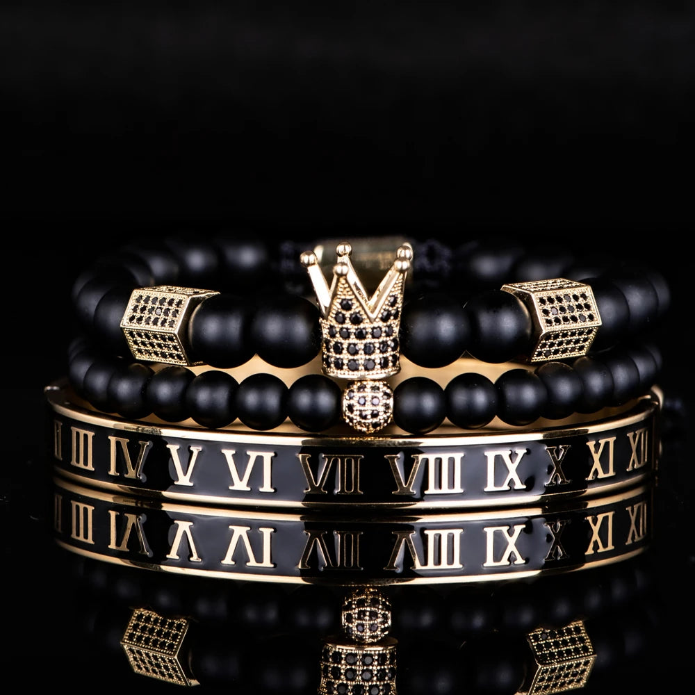 The Untouchable | VVS Diamond CZ Crown Luxury 3 Piece Hip Hop Bracelet Set