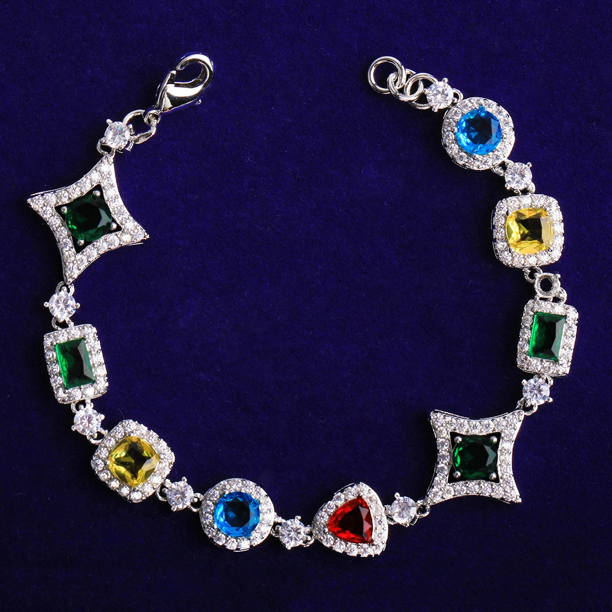 Star Trails ll | VVS Diamond CZ Colorful Gemstone Iced Blinged Out Hip Hop Bracelets