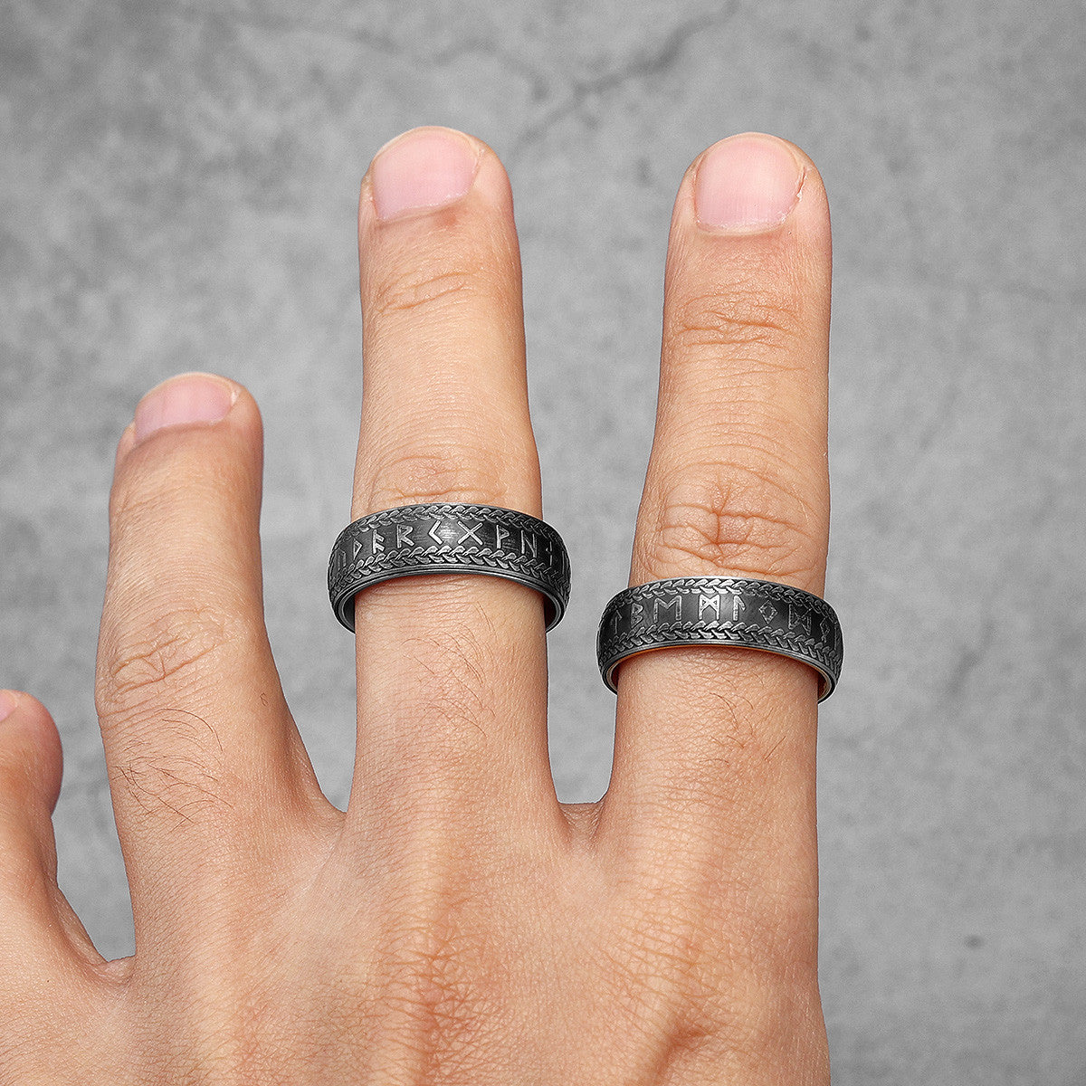 King Viking | 14k Gold Black Viking Runes No Fade Solid Stainless Steel Men's Rings