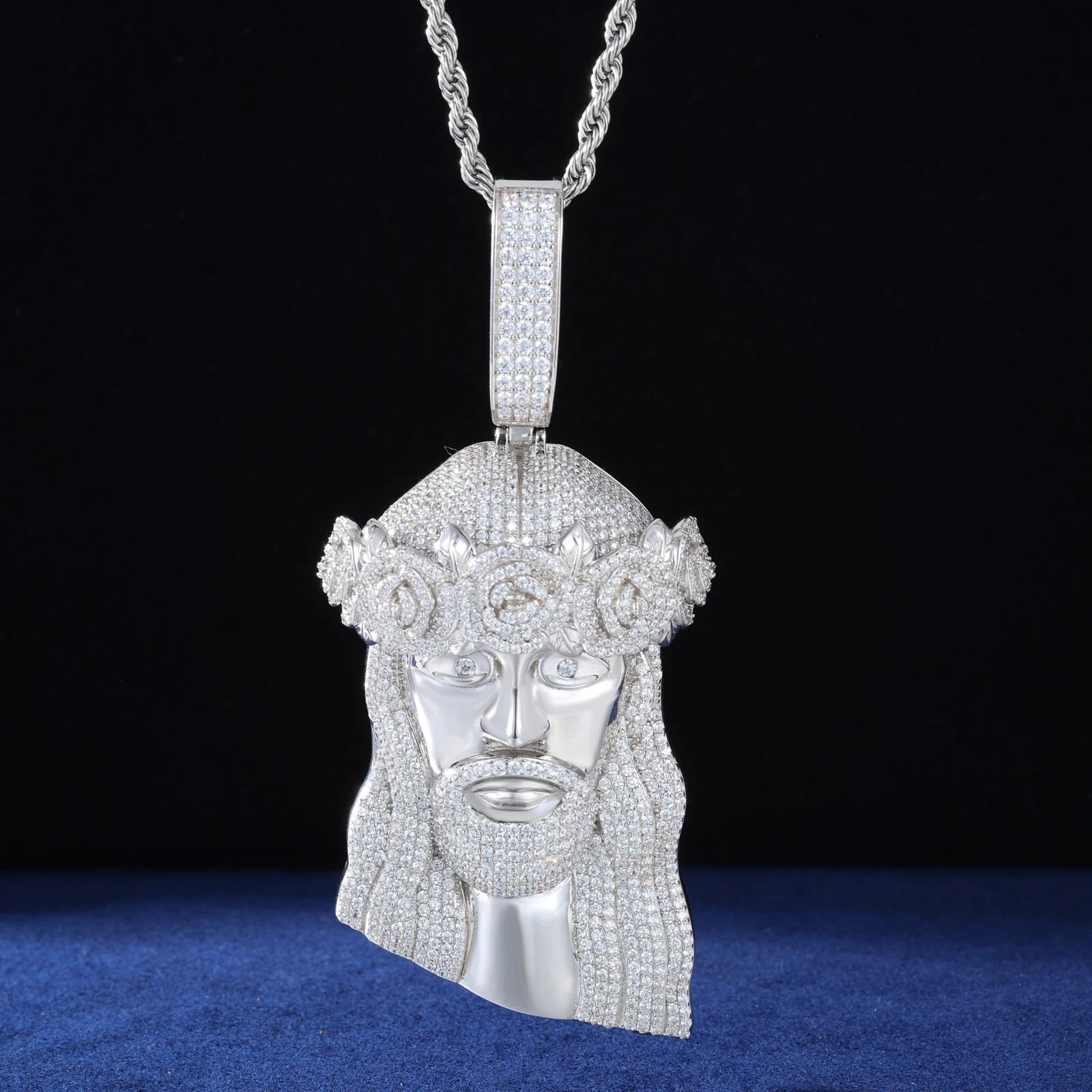 Prince Of Peace | Solid Sterling Silver Moissanite Diamond Jesus Hip Hop Pendant Chain