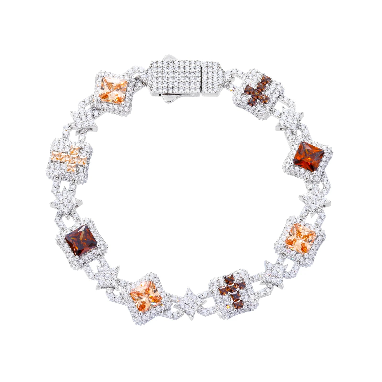 Lucky Charms | VVS Moissanite Diamond 925 Sterling Silver Hip Hop Cross Link Bracelet