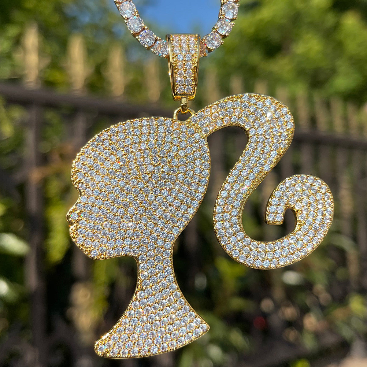 The Baddie | Ponytail Baby Doll VVS Diamond CZ Iced Blinged Out Necklace