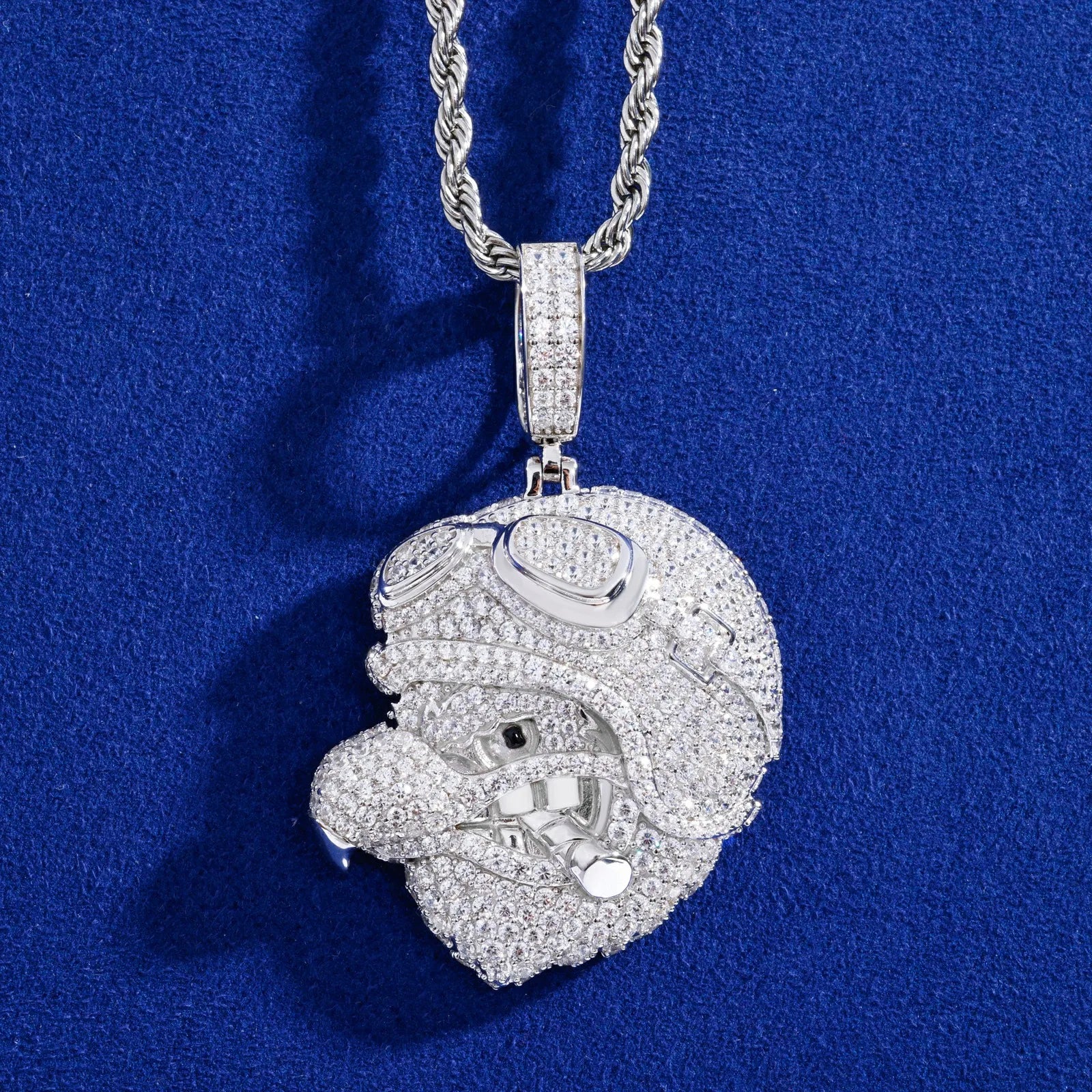 War Eagle | 925 Sterling Silver Moissanite Eagle Fighter Pilot Smoking Cigar Hip Hop Pendant