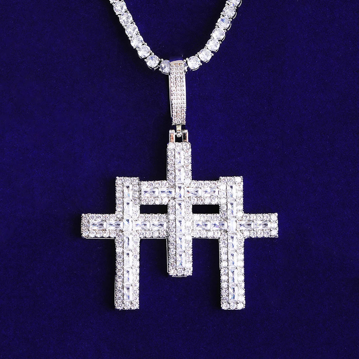 Holy Trinity ll | Flooded Ice VVS Diamond Iced Blinged Out Trinity Cross Pendant