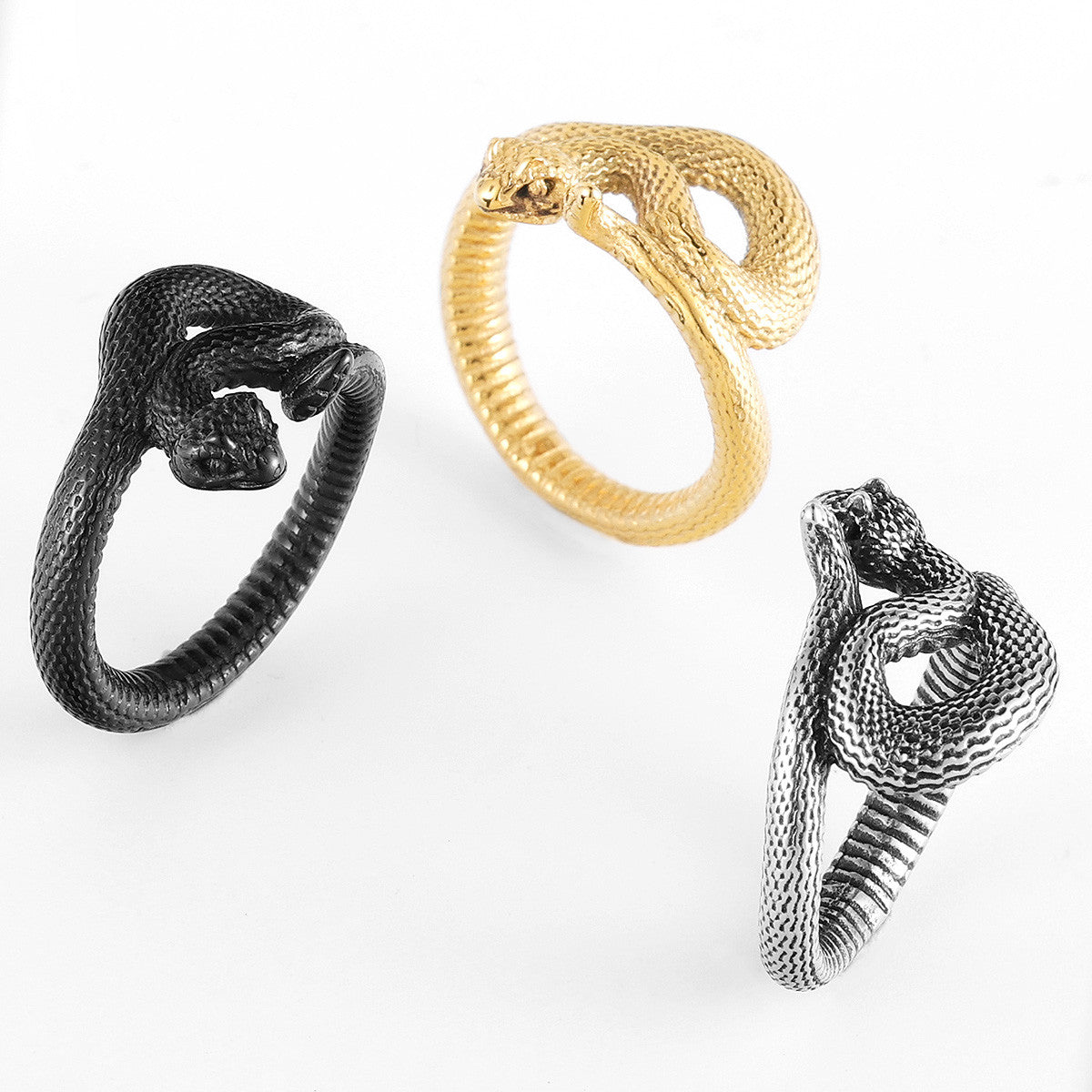 Coiled Viper | Stainless Steel Snake In The Grass Street Wear Hip Hop Rings