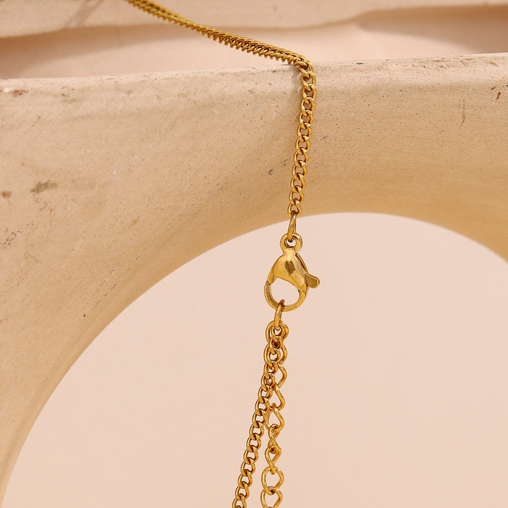 Ladies No Fade 18k Gold Stainless Steel Exquisite Round Zircon Star Pendant Necklace