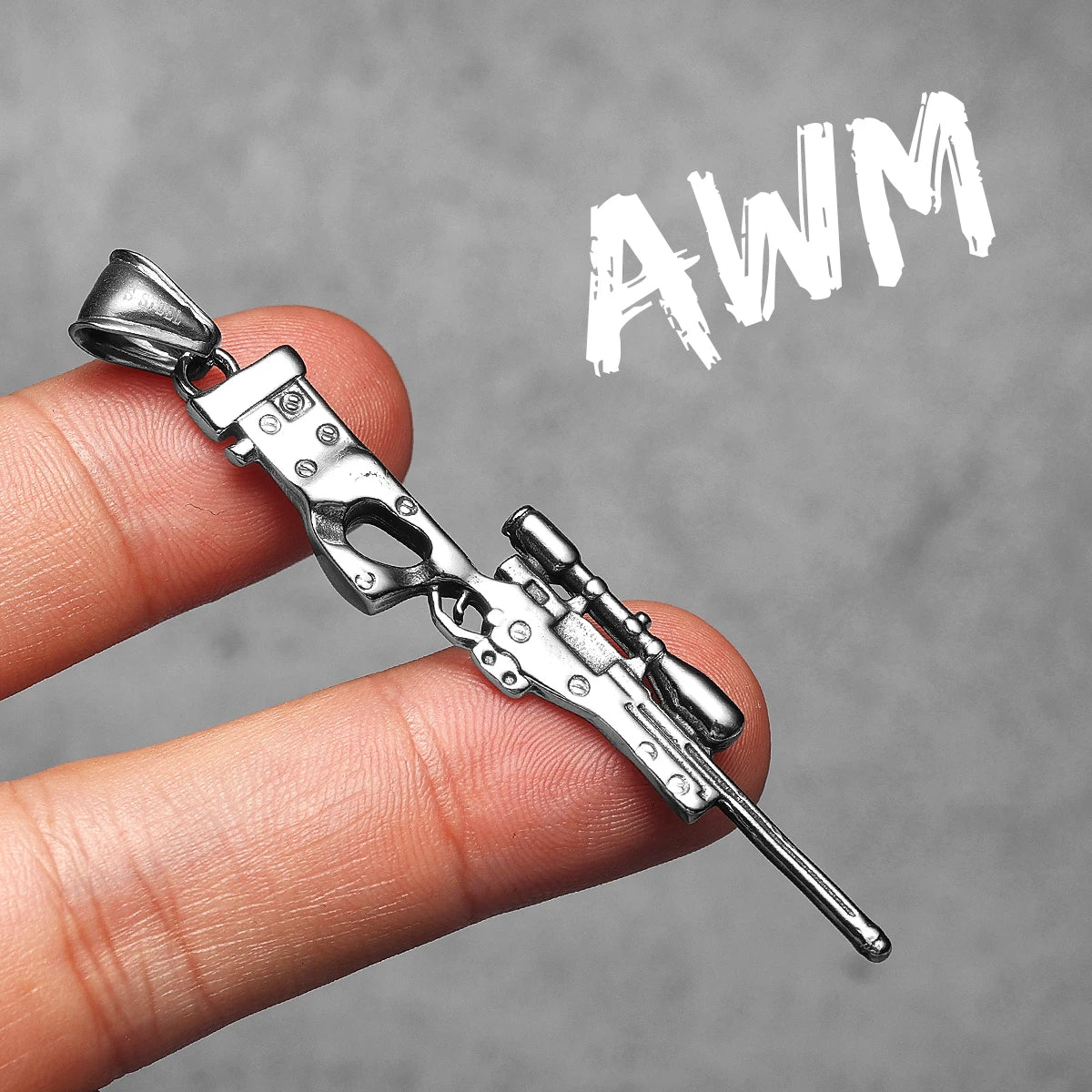 AWM | Solid Stainless Steel No Fade Hip Hop Rifle Gun Pendant