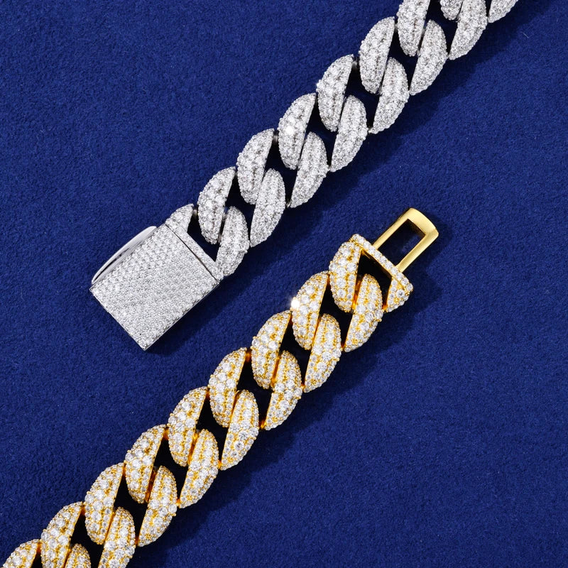 Cuban Delight | 15mm Luxury Embeded Cross Link S925 Sterling Silver Moissanite Bracelet