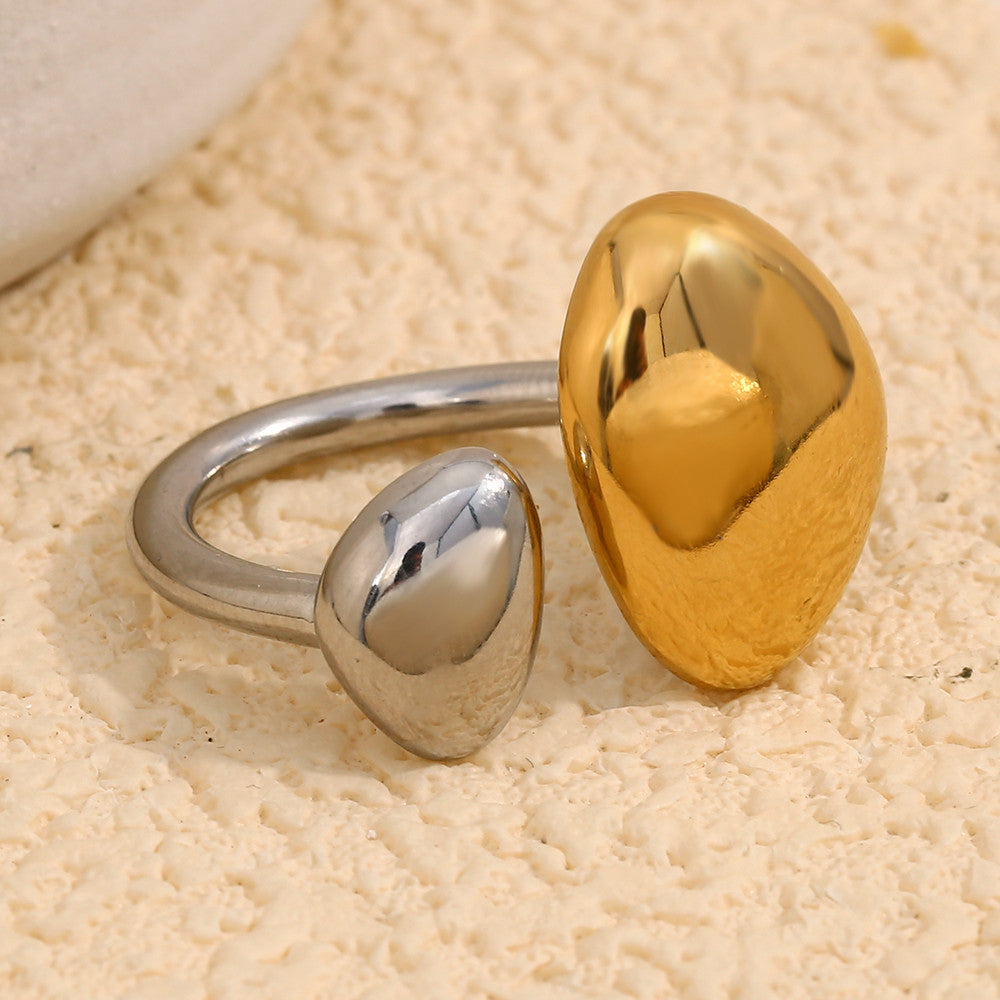 18k Gold Silver Two Tones Stainless Steel Joined Together Faithful Rings