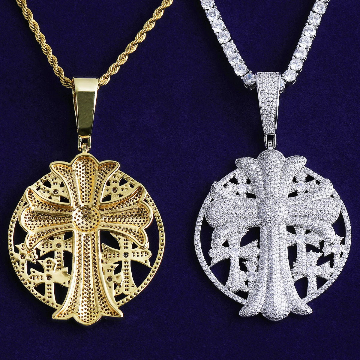 Take Up Your Cross | 24k Gold 925 Silver VVS Diamond CZ Spiritual Cross Hip Hop Pendant
