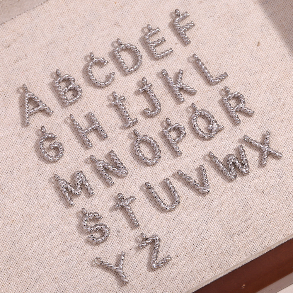 18k Gold Silver Tarnish Free Stainless Steel Mini Twisted Letter Pendant Necklaces