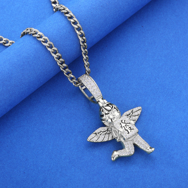 Money Angel | Moissanite Diamond 925 Solid Sterling Silver Hip Hop Good Luck Angel Pendant