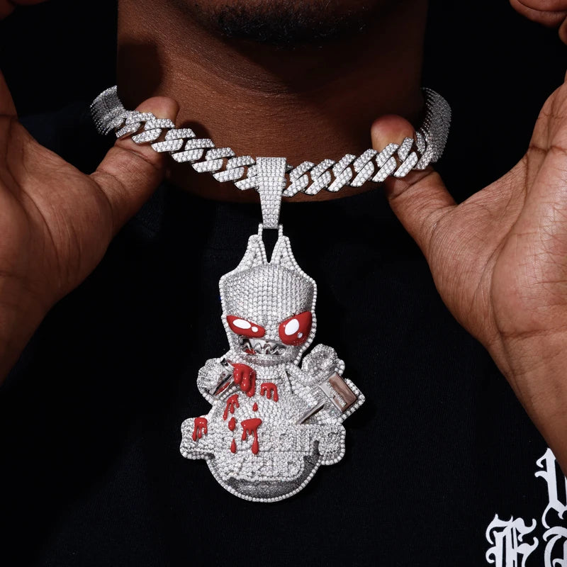 Bandbois WRLD | Custom VVS Moissanite Hip Hop 925 Solid Silver Blood Drip Pendant