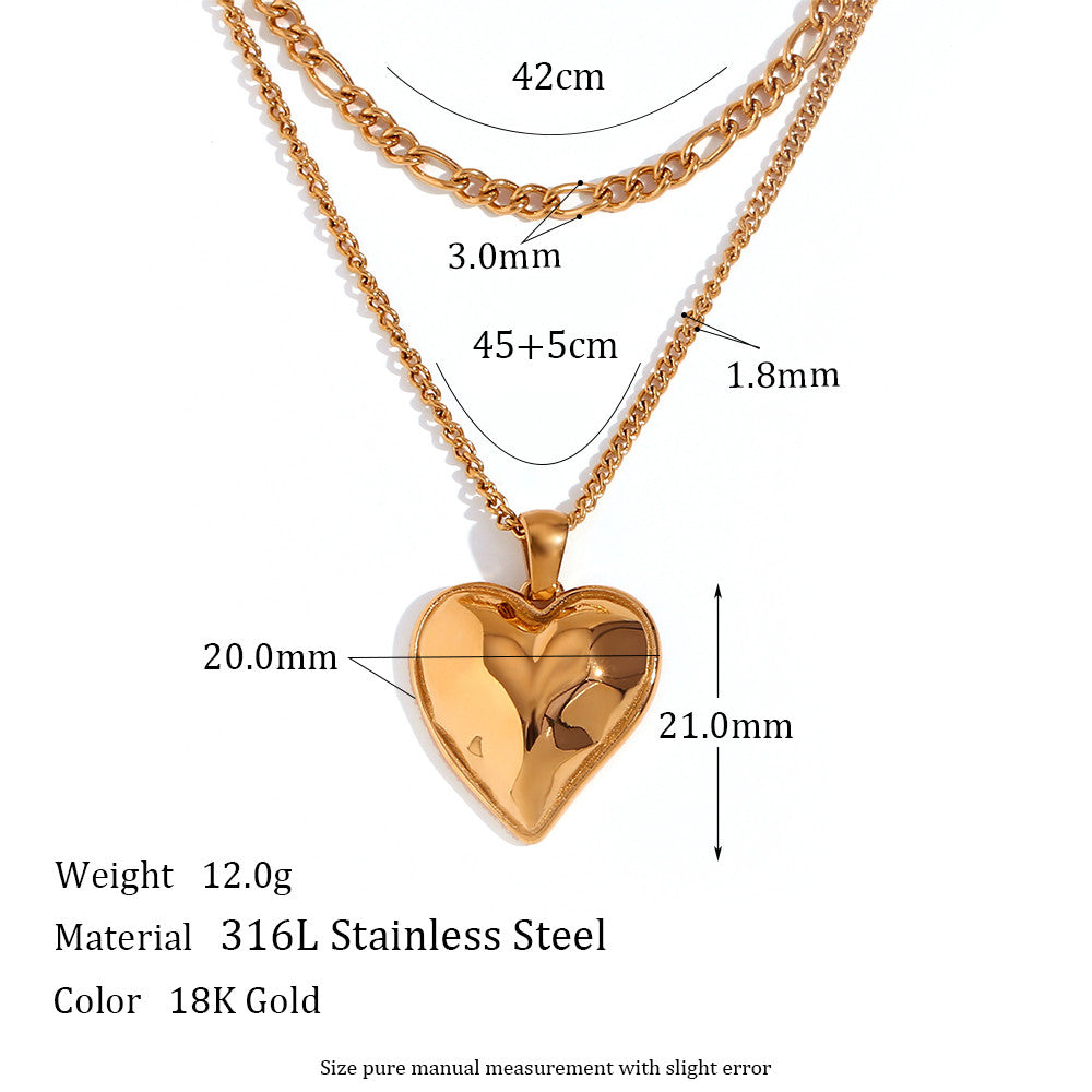 Ladies 18k Gold Waterproof Stainless Steel Heart Freshwater Pearl Pendant Necklaces