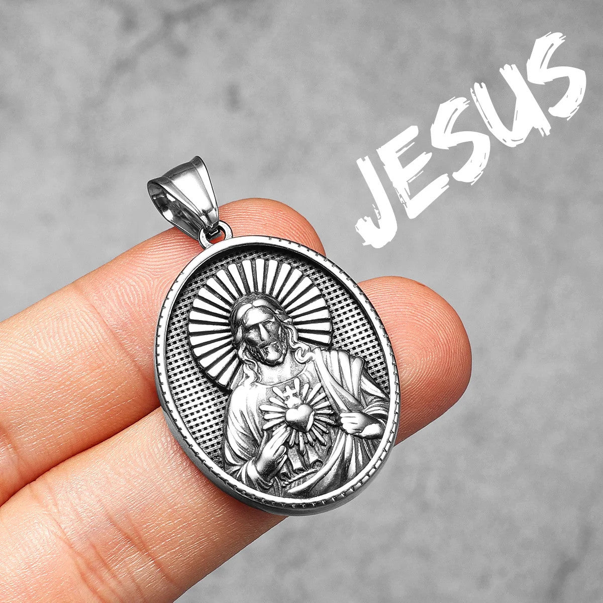 The Christ Collection | Christian Jesus Heart Solid Stainless Steel Spiritual Pendants