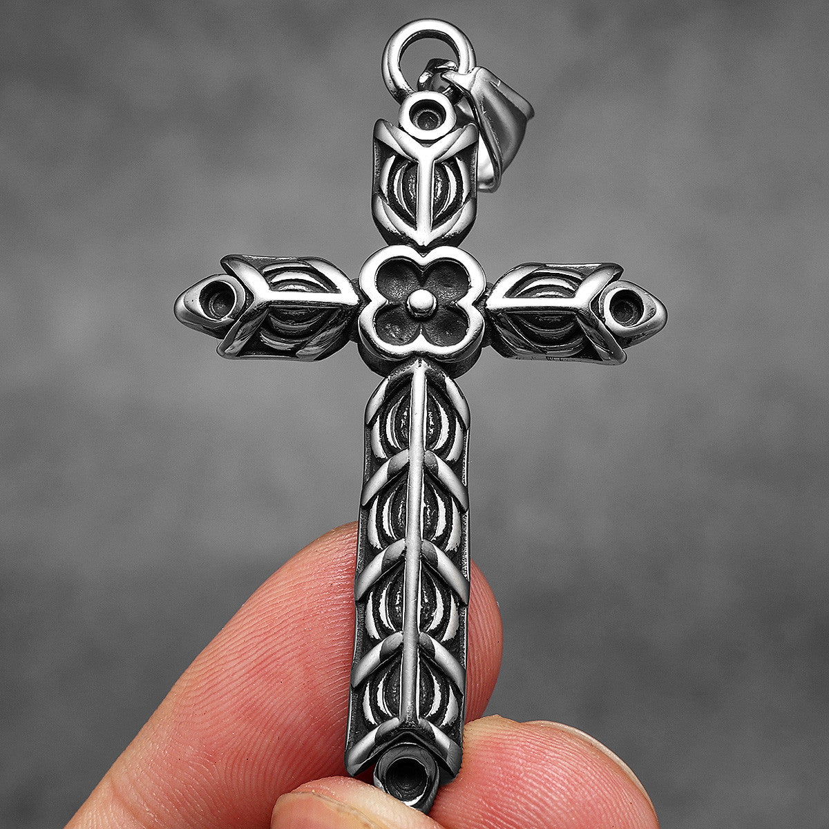 Designer Cross | 316L No Fade Stainless Steel Carved Cross Vintage Spiritual Pendant