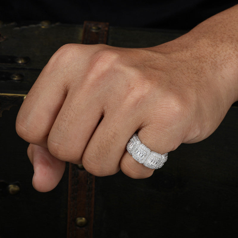 Shot Caller | Solid Silver 18k Gold Moissanite Diamond Luxury Hip Hop Mens Rings