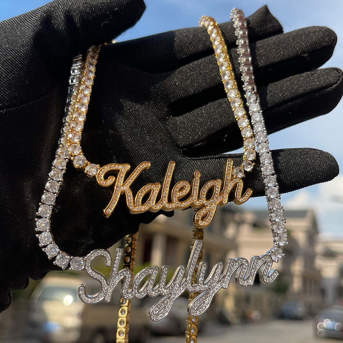 The Classy Girl | Tennis Chain Iced VVS Diamond CZ Custom Script Letter Necklace