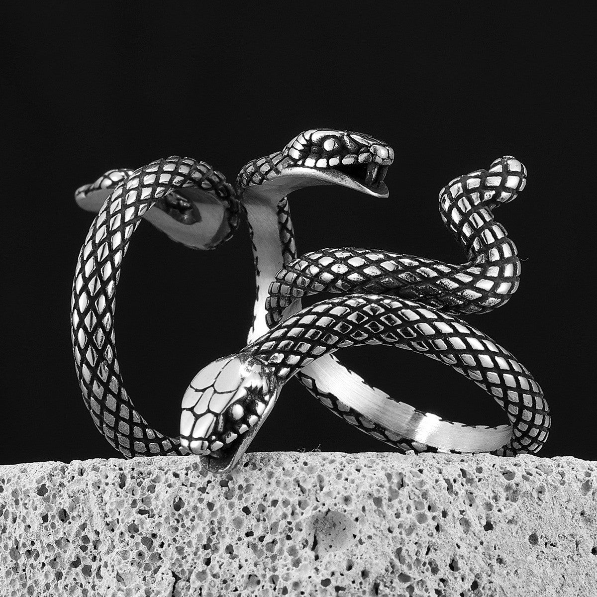 Snake | Solid Stainless Steel Slithering Snake Street Style Men's Rings